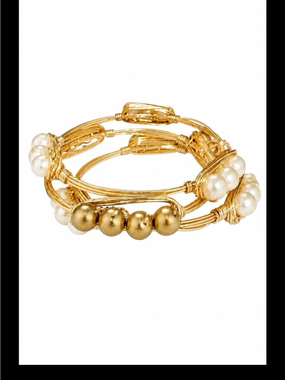 Bangle Bracelet, Gold Pearl Accent Women's Bracelet Set